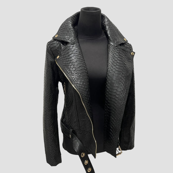 PYTHON LEATHER BIKER JACKET