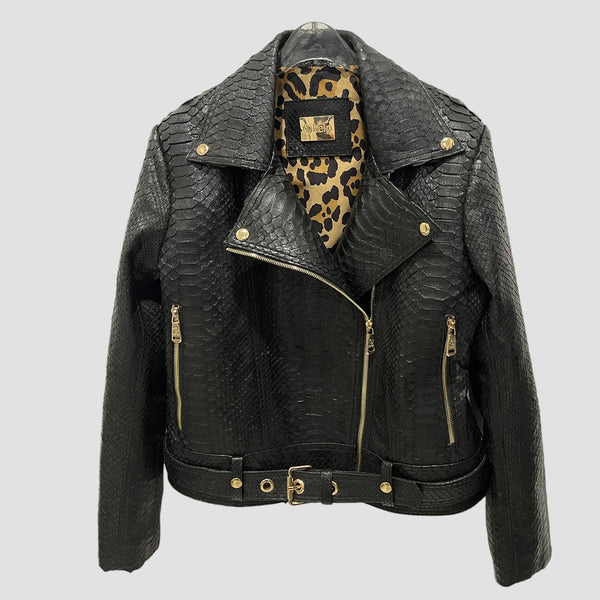 PYTHON LEATHER BIKER JACKET