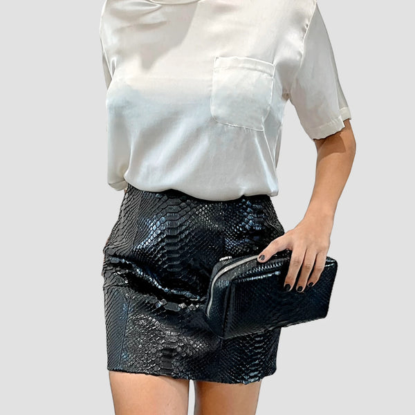 PYTHON LEATHER SKIRT