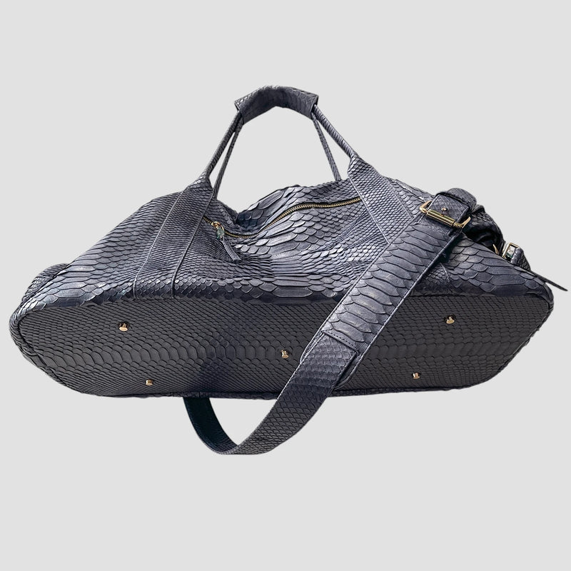 Python leather duffel bag