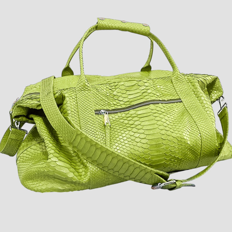 Python leather duffel bag