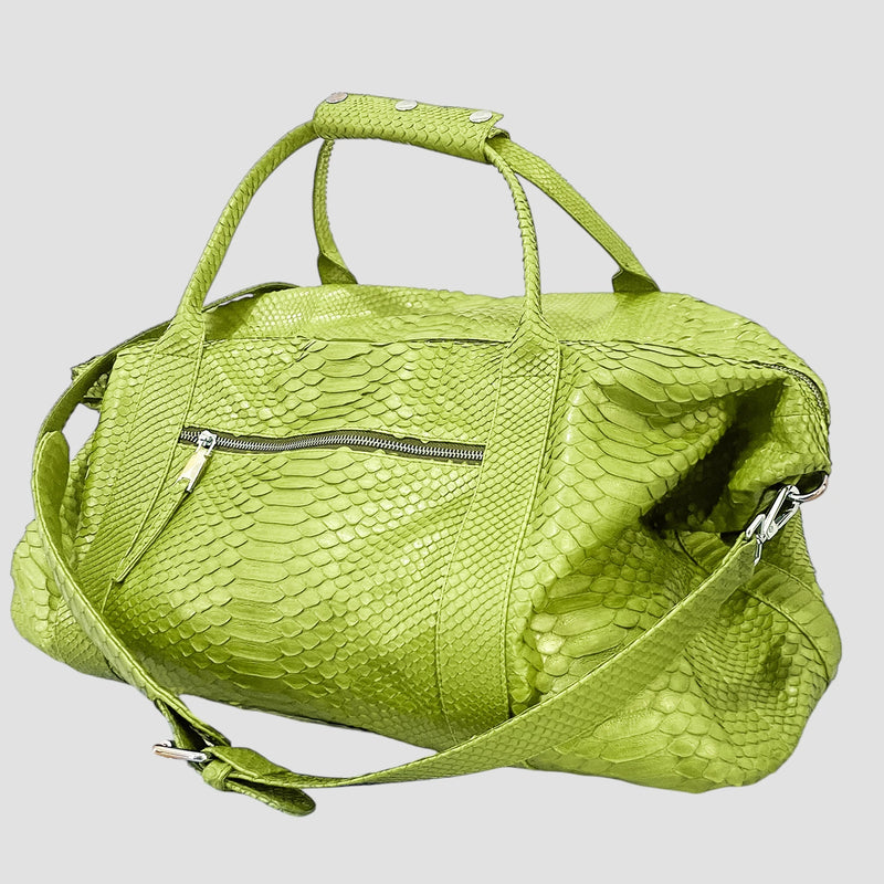 Python leather duffel bag