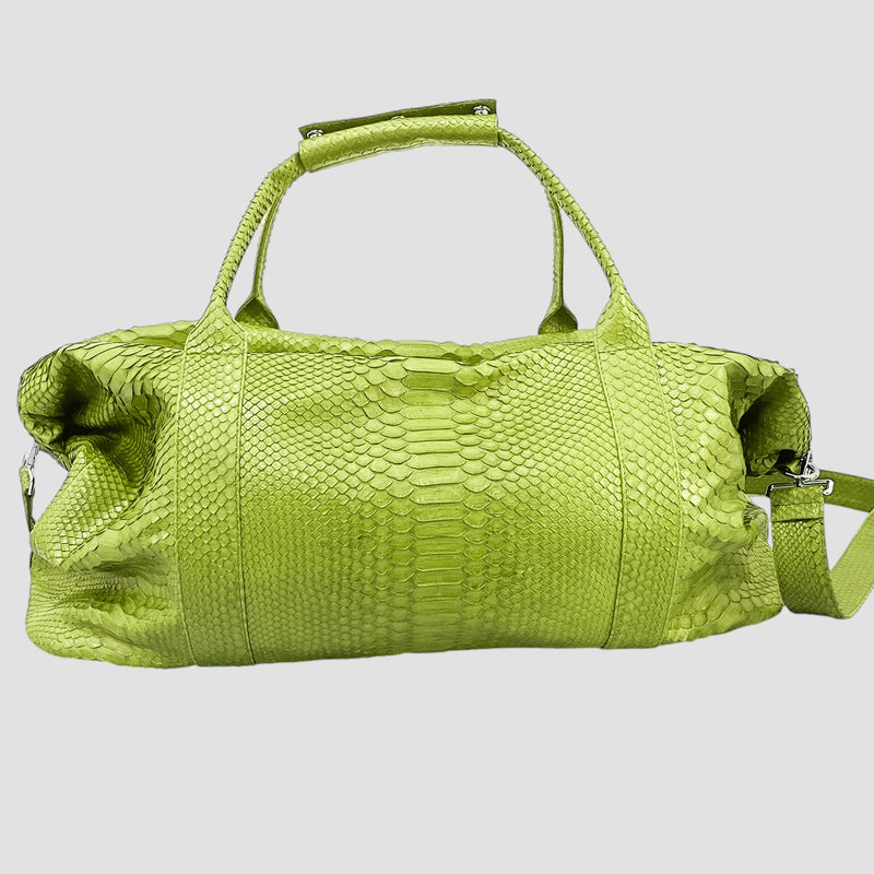 Python leather duffel bag