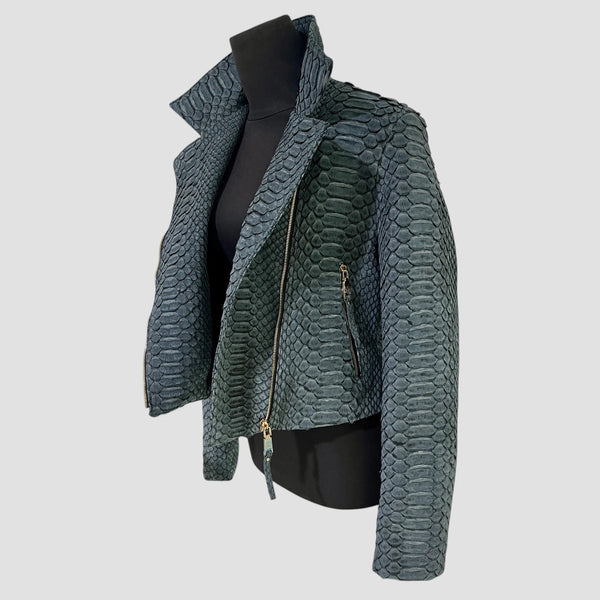 KING PYTHON LEATHER BIKER JACKET ANTIQUE