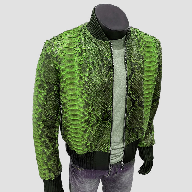 King python leather bomber jacket