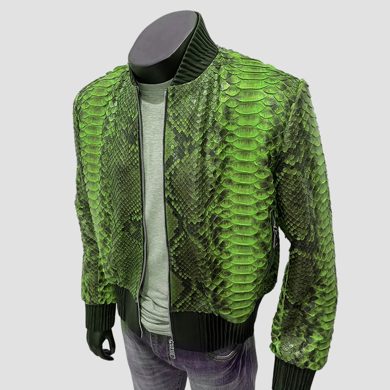 King python leather bomber jacket