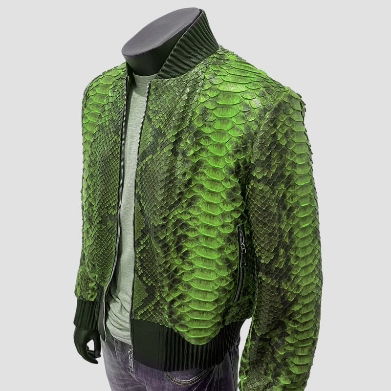 King python leather bomber jacket