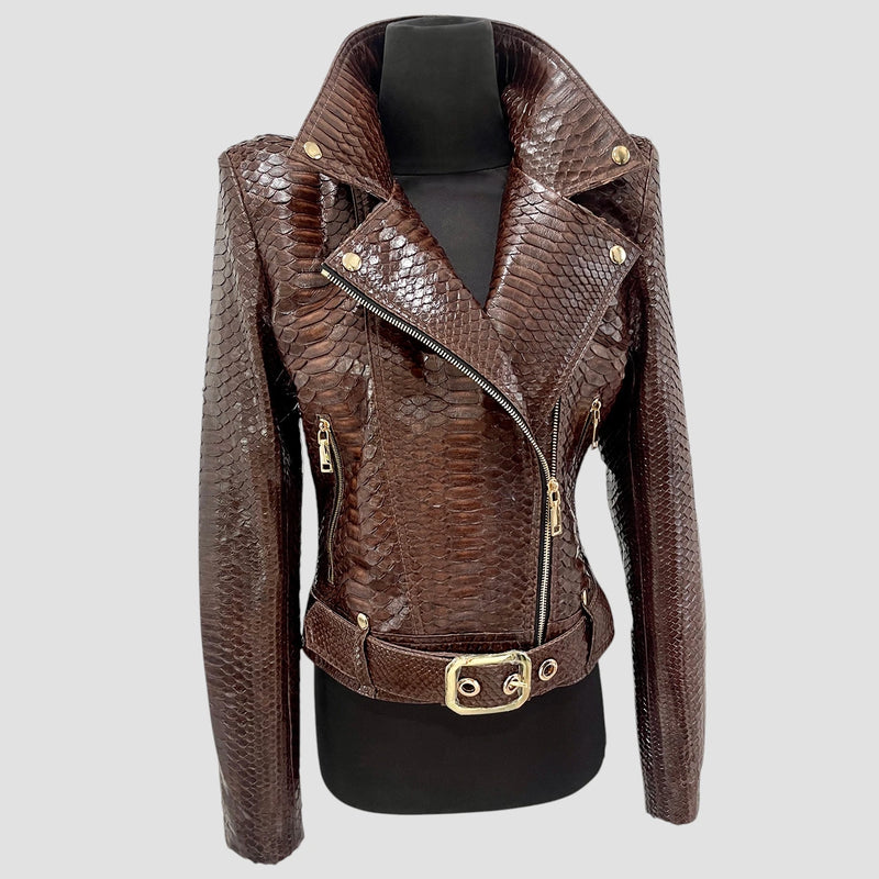 Python leather biker jacket