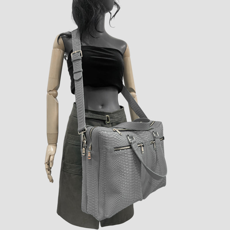 Python leather briefcase