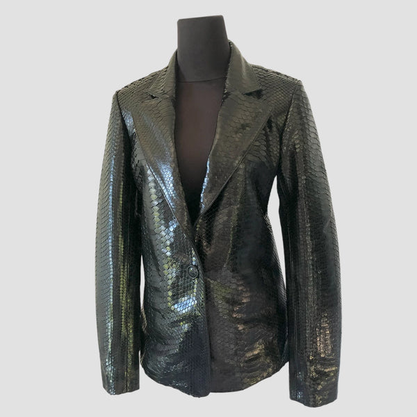 PYTHON LEATHER BLAZER JACKET