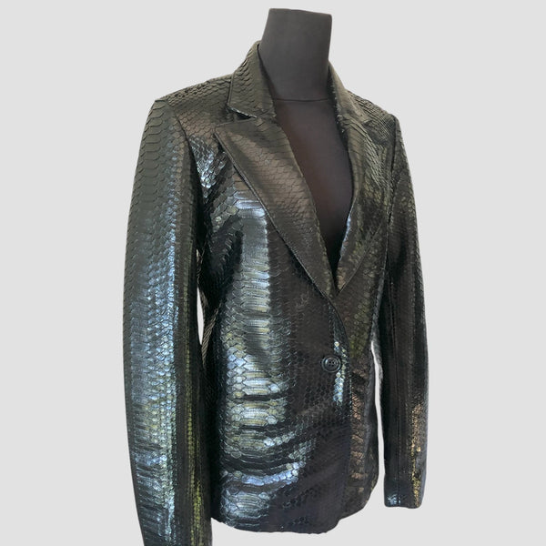 PYTHON LEATHER BLAZER JACKET
