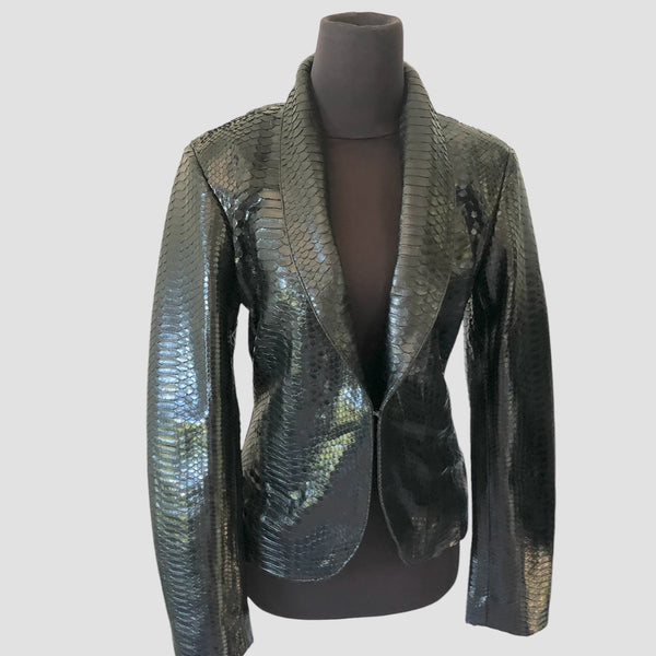 PYTHON LEATHER BLAZER JACKET