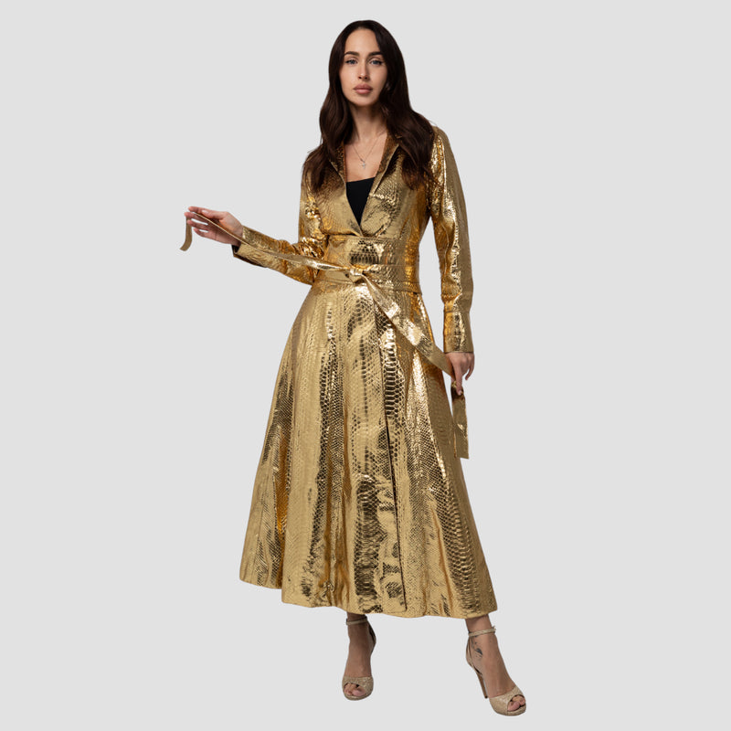 Python leather coat