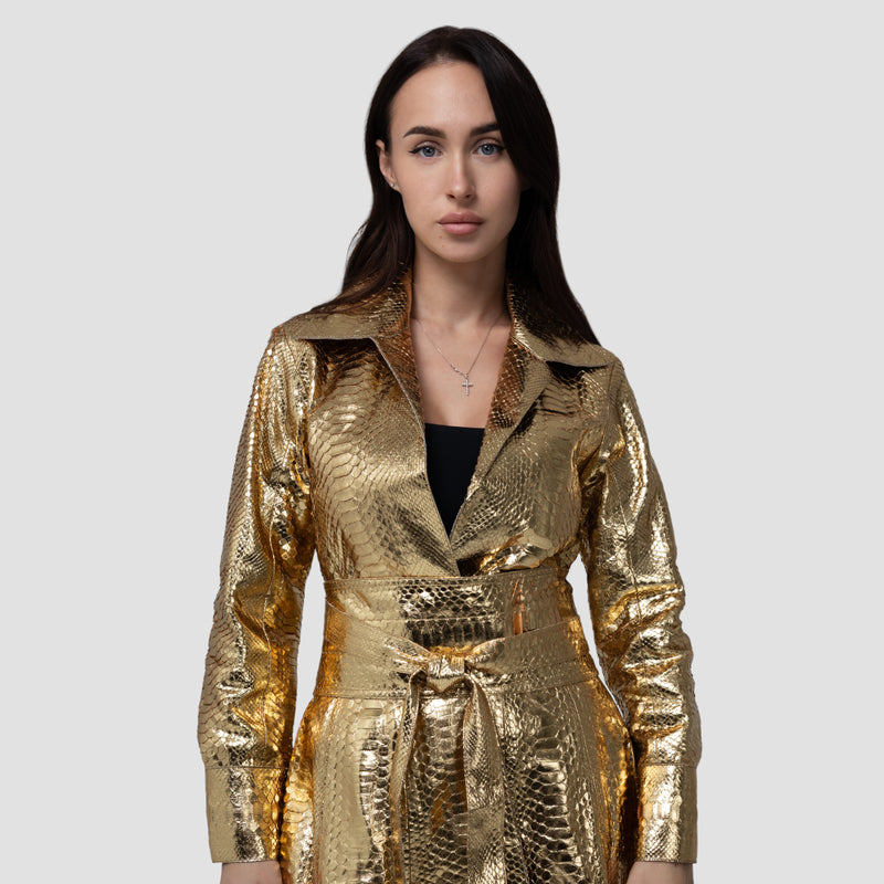 Python leather coat