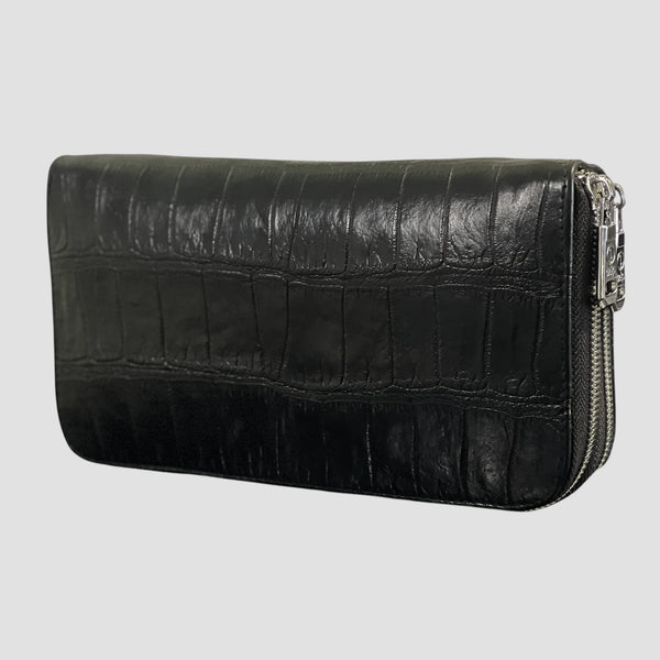 CROCODILE LEATHER TRAVEL WALLET