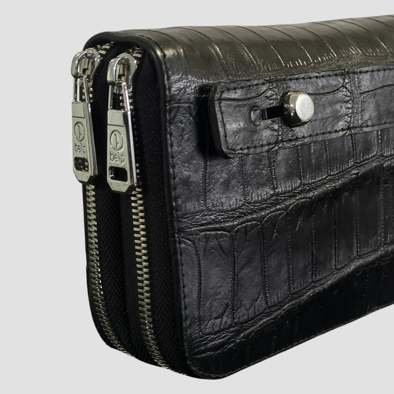 Crocodile leather travel wallet