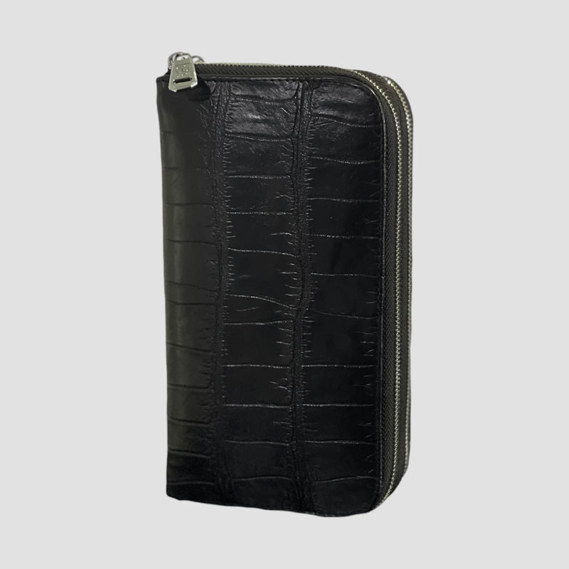 Crocodile leather travel wallet