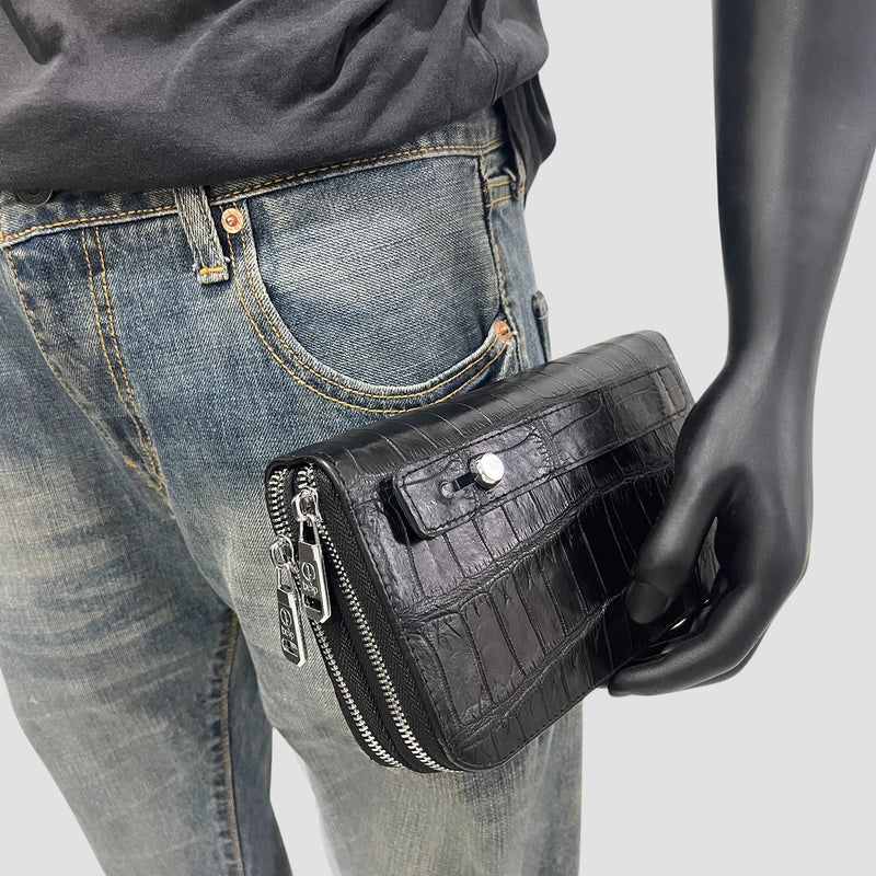 Crocodile leather travel wallet