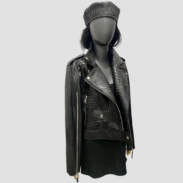 PYTHON LEATHER BIKER JACKET