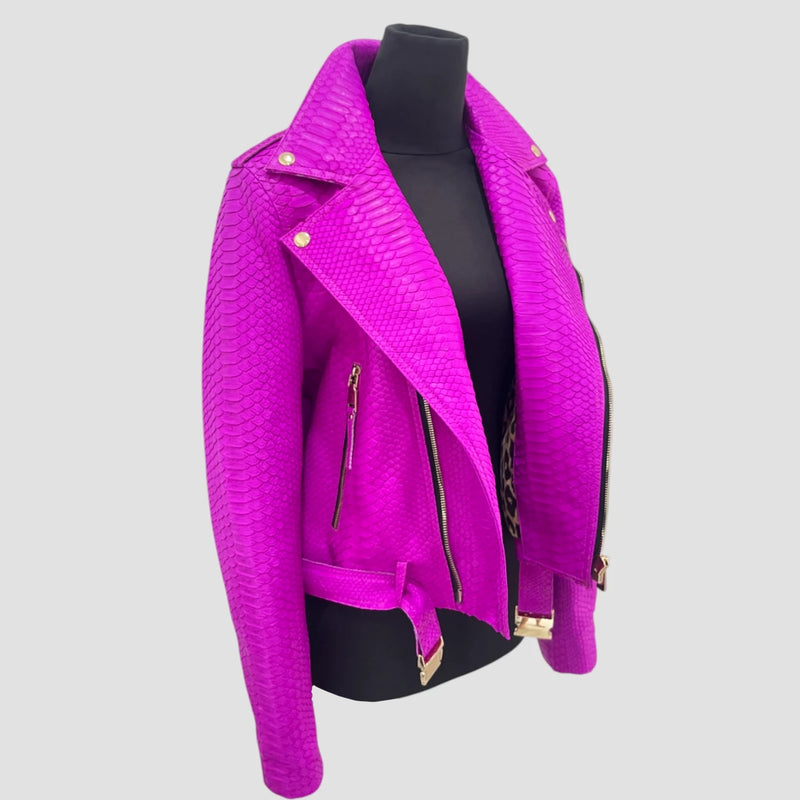 Python leather biker jacket