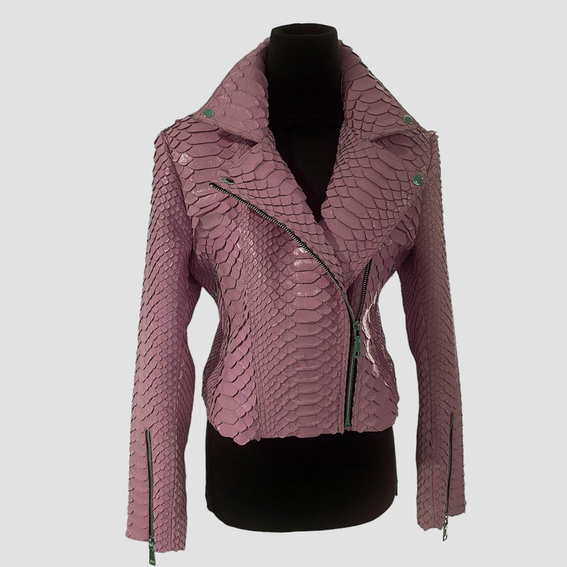 King python leather biker jacket