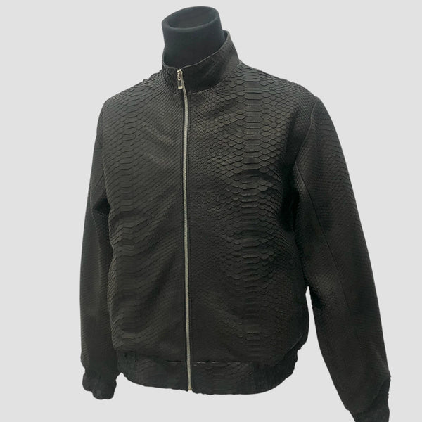 PYTHON LEATHER BOMBER JACKET