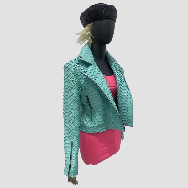 KING PYTHON LEATHER BIKER JACKET