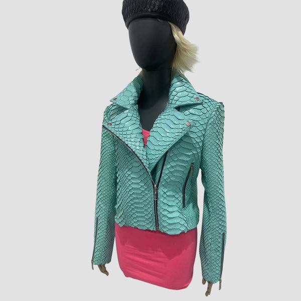 KING PYTHON LEATHER BIKER JACKET