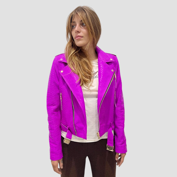 PYTHON LEATHER BIKER JACKET