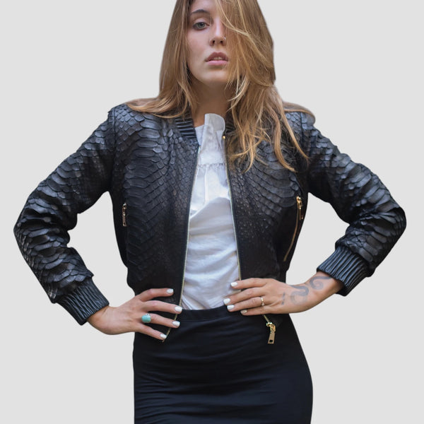 KING PYTHON LEATHER BOMBER JACKET