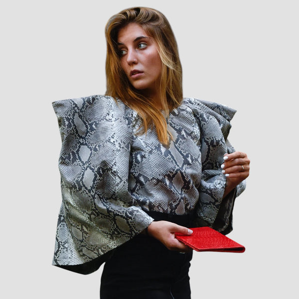 PYTHON LEATHER BLOUSE