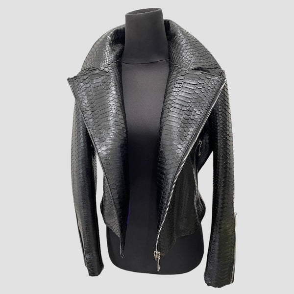 PYTHON LEATHER BIKER JACKET
