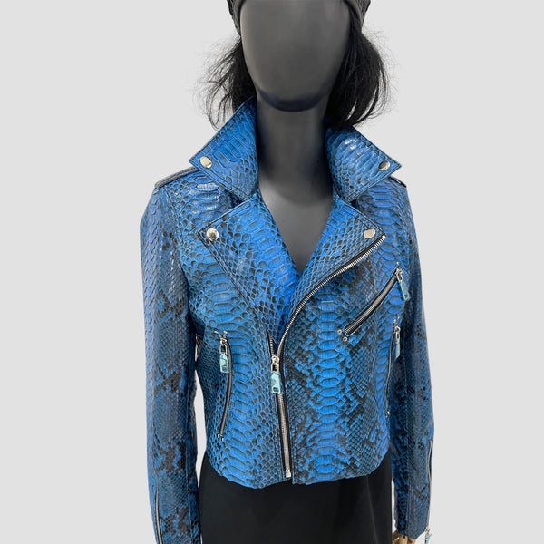 PYTHON LEATHER BIKER JACKET