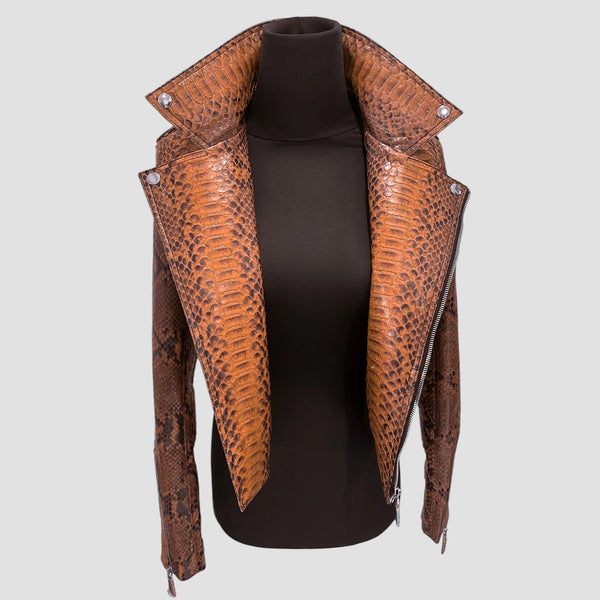 PYTHON LEATHER BIKER JACKET