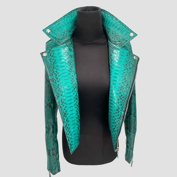 PYTHON LEATHER BIKER JACKET