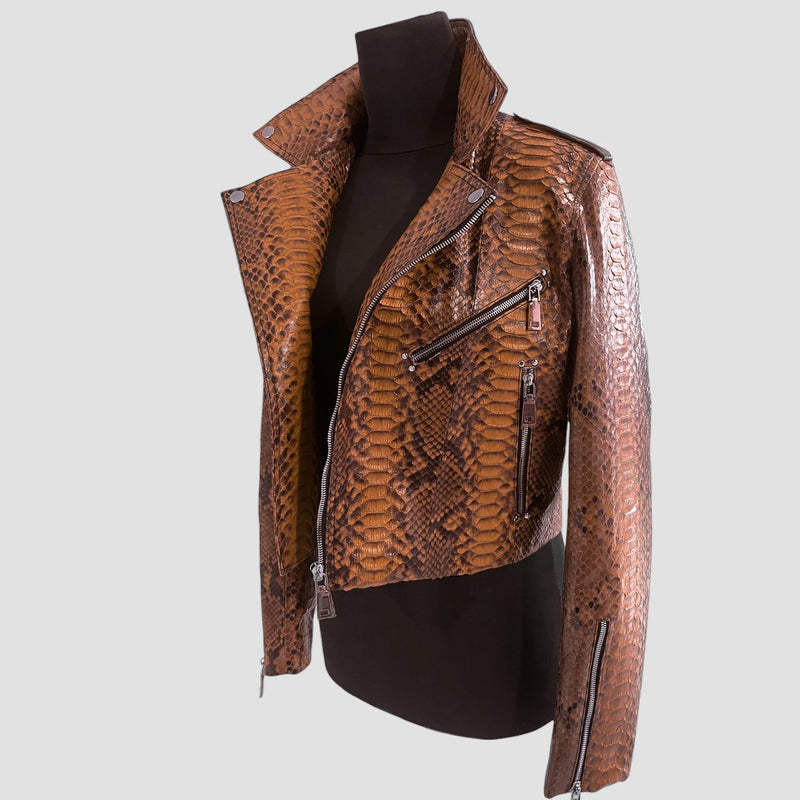 Python leather biker jacket