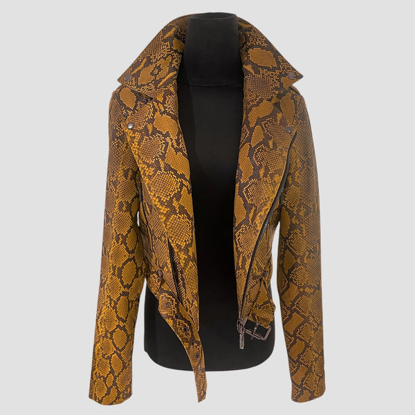 PYTHON LEATHER BIKER JACKET