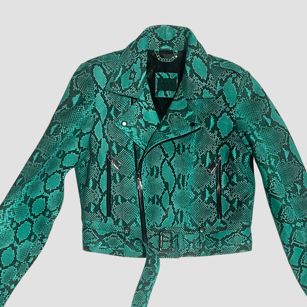 PYTHON LEATHER BIKER JACKET