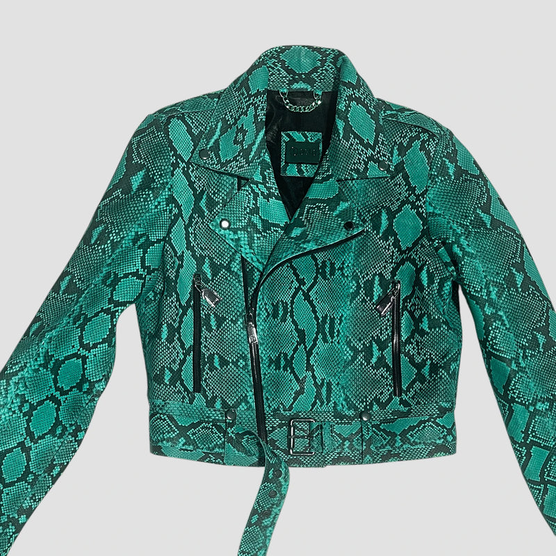 Python leather biker jacket