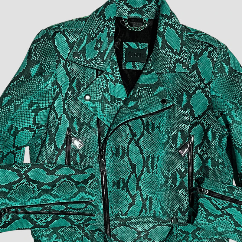 Python leather biker jacket