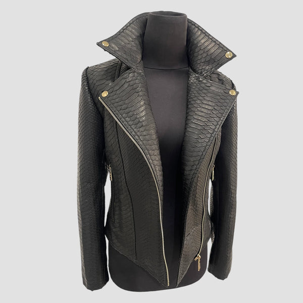 PYTHON LEATHER BIKER JACKET