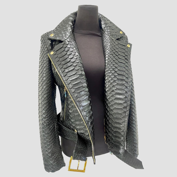 KING PYTHON LEATHER BIKER JACKET