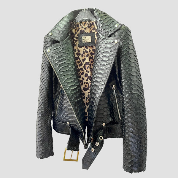 KING PYTHON LEATHER BIKER JACKET