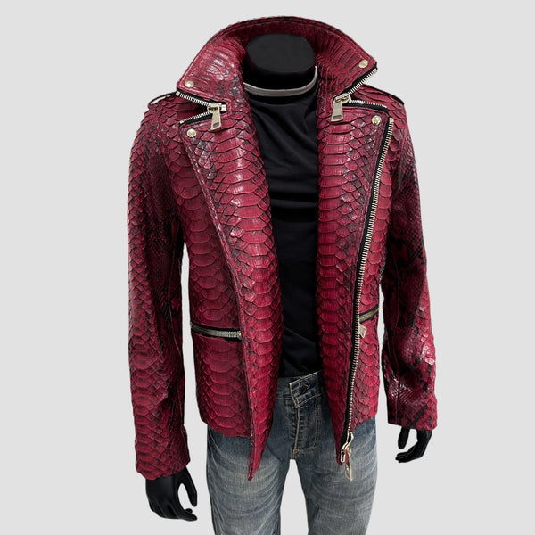 KING PYTHON LEATHER JACKET BACK ZIPPERS