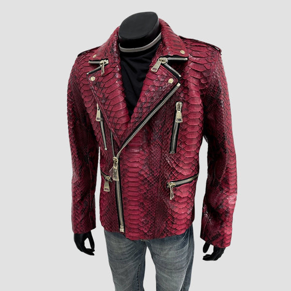 KING PYTHON LEATHER JACKET BACK ZIPPERS
