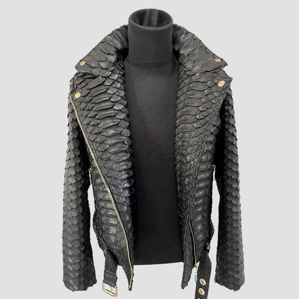 KING PYTHON LEATHER BIKER JACKET
