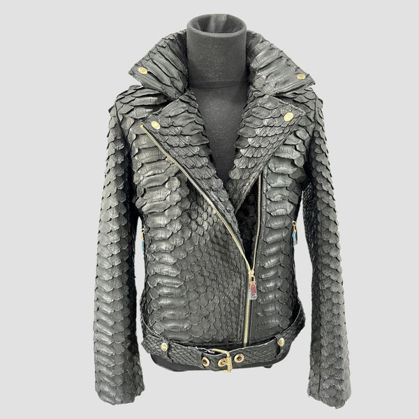 KING PYTHON LEATHER BIKER JACKET