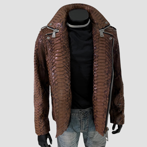 KING PYTHON LEATHER JACKET BACK ZIPPERS