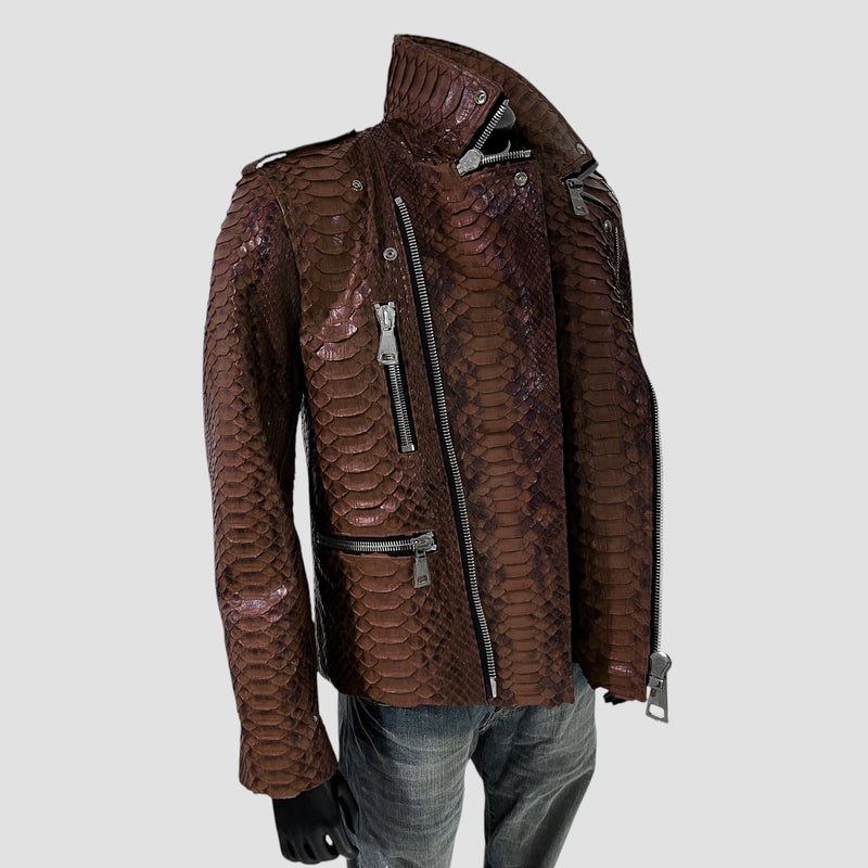 King python leather jacket back zippers