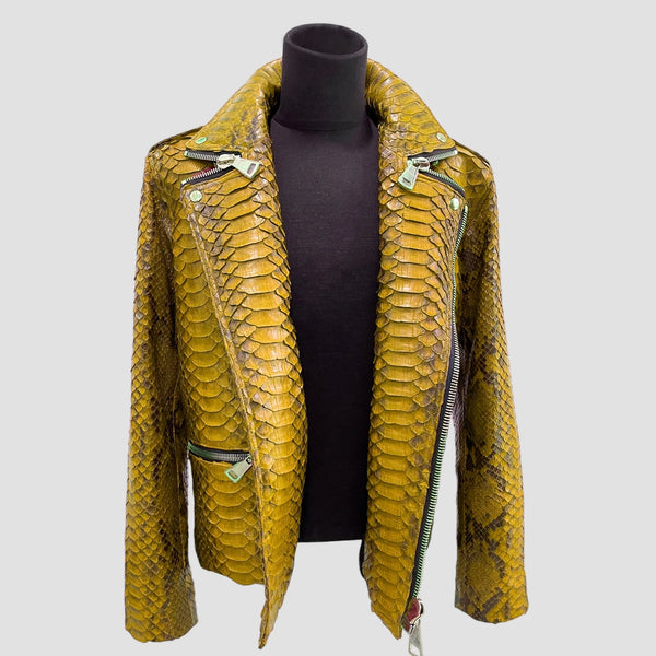 KING PYTHON LEATHER JACKET BACK ZIPPERS